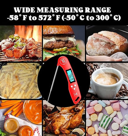 DOQAUS Digital Meat Thermometer, Instant Read Food Thermometers for Cooking, Kitchen Probe with Backlit & Reversible Display, Wide Temperature Range for Turkey, Grill, BBQ, Baking, Bread, Sourdough