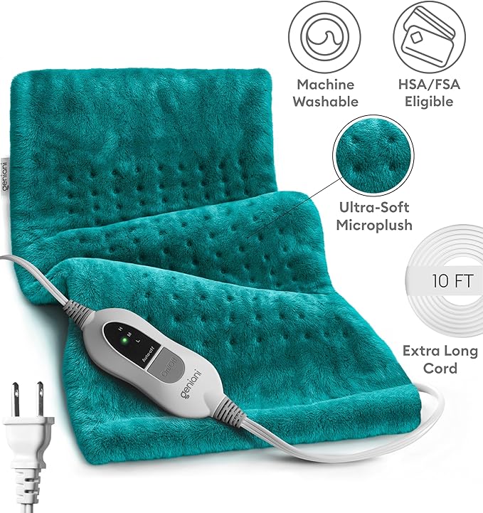 GENIANI Electric Heating Pad for Back Pain & Cramps Relief, Electric Throw