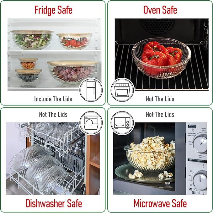 Stackable Space-Saving Set of 5 Nesting Glass Bowls