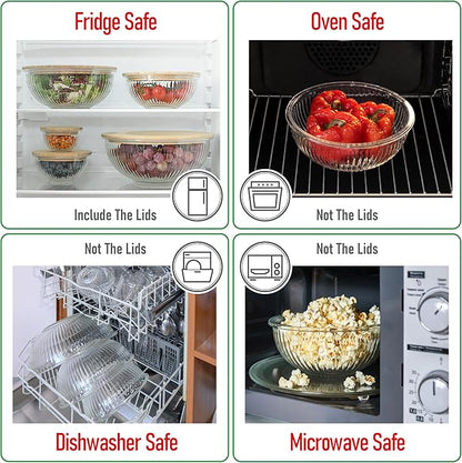 Stackable Space-Saving Set of 5 Nesting Glass Bowls