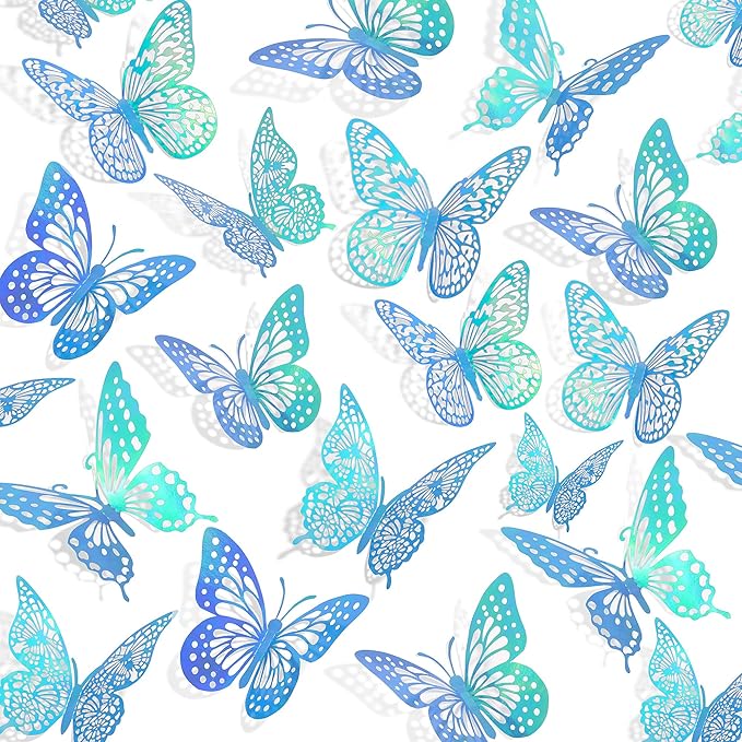 SAOROPEB 3D Butterfly Wall Decor - 48 Pcs, 4 Styles, 3 Sizes - Removable Stickers for Birthday & Party Decorations