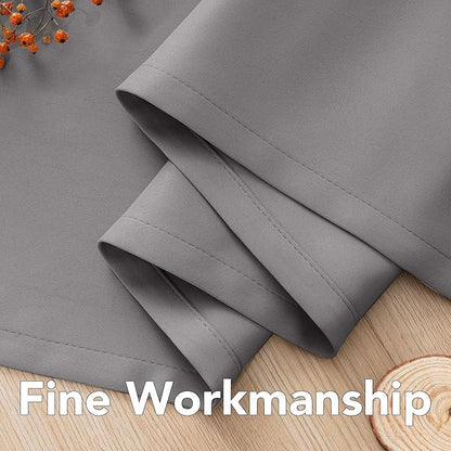 H.VERSAILTEX Solid Grey Color Thermal Insulated Blackout Curtains Metal Grommet