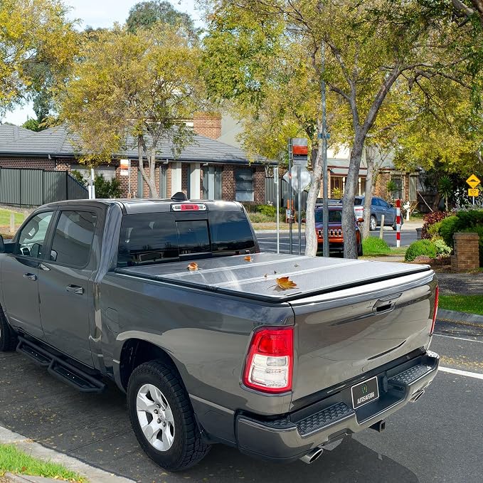 AUTOSAVER88 FRP Hard Tri-fold Truck Bed Tonneau Cover Compatible with Dodge Ram 1500 2009-2026 (Classic & New) 5.7ft Bed Without Rambox