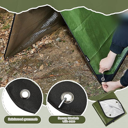 Kingdder 1 Pcs Heavy Duty Emergency Blanket for Survival 60 x 82 Inches Thermal Tarp Insulated Tent Camping Tarp Infrared Blocked Blankets for Rescue Camping Hiking(Green)