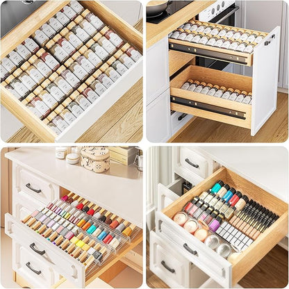MUDEELA Clear Spice Drawer Organizer, 4 Tier- 2 Set Spice Rack