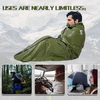 Emergency Sleeping Bag Survival Bivy Sack Use as Emergency Blanket Lightweight Survival Gear for Outdoor Hiking Camping Keep Warm After Earthquakes, Hurricanes and Other disasters