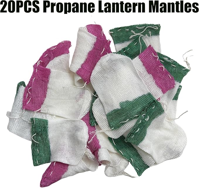 20PCS Propane Lantern Mantles, 2x3.3 Inches, String Tie Style for Camping and Outdoor Gas Lamps/Lantern Accessories