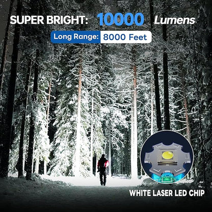 10000 High Lumens Flashlights LED Rechargeable Tactical Flashlight 5 Modes Zoomable Fast Charging IPX6 Waterproof Flash Light Super Bright Handheld Flashlights for Camping Outdoor and Gift