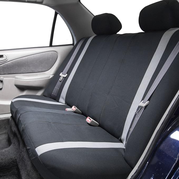FH Group Car Back Seat Cover, Gray Cloth - Universal Fit Rear Seat with Rear Split Bench, Seat Protector for Dogs and Kids, Interior Accessories for SUV, Sedan and Van
