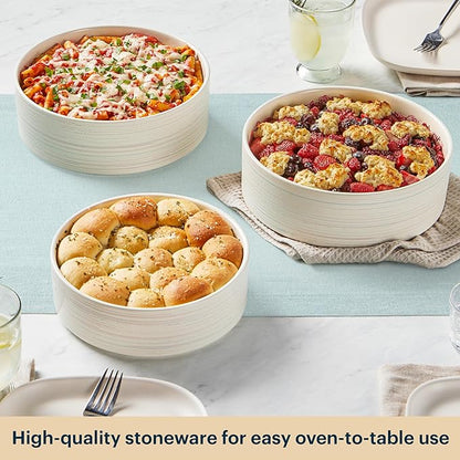 Pyrex 3-Piece Round Ceramic Bakeware Set, Lasagna Oven Pans,