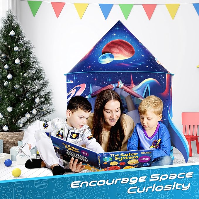 W&O Rocket Ship Play Tent with Blast Off Button - Ultimate Spaceship Tent with Captivating Space Sounds - Perfect for Indoor & Outdoor Adventures