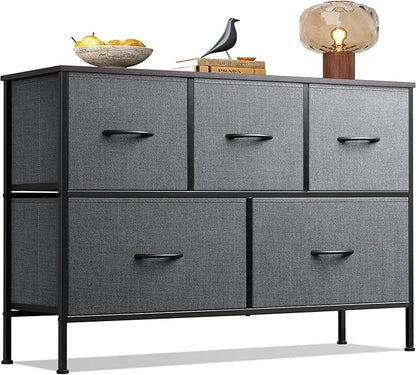 WLIVE Dresser for Bedroom with 5 Drawers, Long Storage Tower Organizer Unit