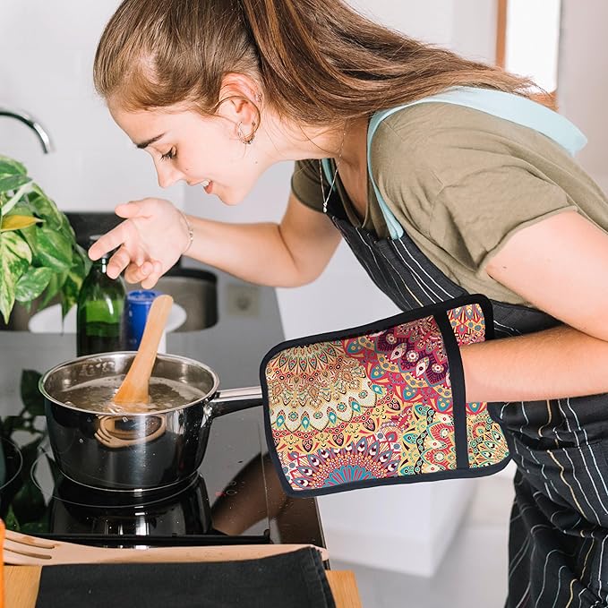 Colorful Abstract Mandala Floral Pot Holders