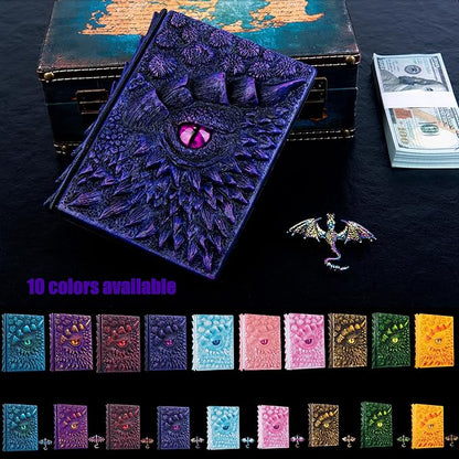 3D Dragon Eye Embossed Journal,Resin Engraving Notebook,Dnd notebook for Dragon Lovers ，Blank Paper,Hardcover Travel Notepad for Writing,Sketchbook,Collection,Gift,Decoration A4 and A5 Size (A5-Dark Purple-Lined)