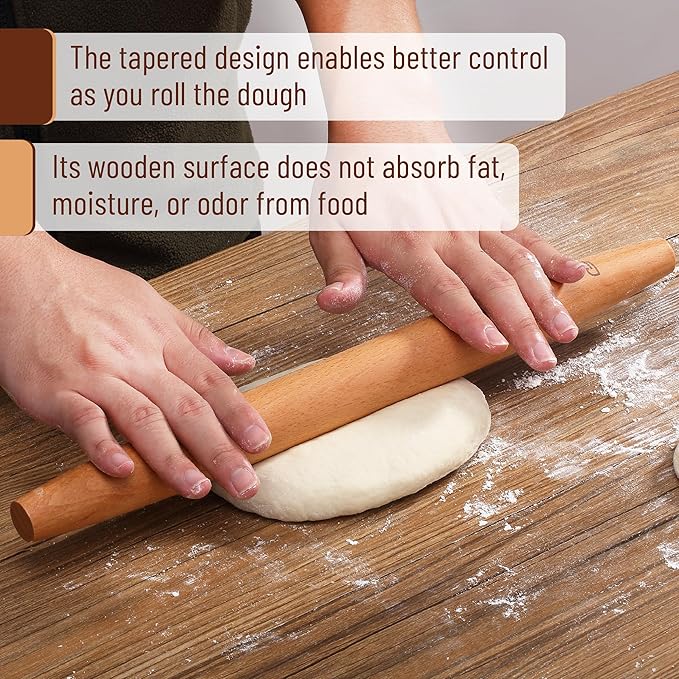 BAMBOO LAND- French Rolling Pin Set, Natural Wood Rolling Pins
