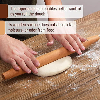 BAMBOO LAND- French Rolling Pin Set, Natural Wood Rolling Pins