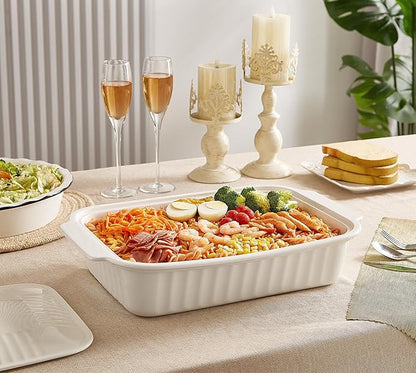Large Baking Dish with Lid, 5.5 Quart Lasagna Pan with Lid, 13.5x9 inch Ceramic
