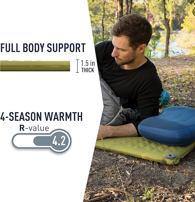 Sea to Summit Camp Self-Inflating Foam Sleeping Mat for Camping and Backpacking, Tapered - Regular (72 x 20 x 1.5 inches)