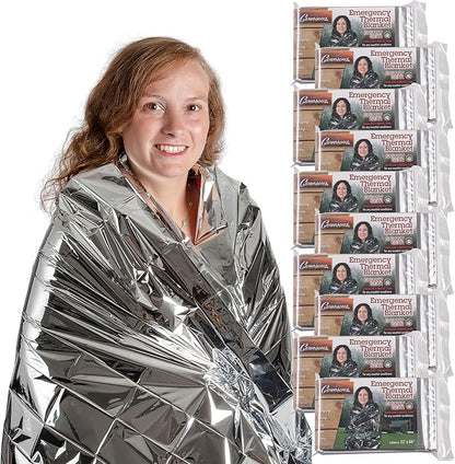 Emergency Mylar Thermal Blankets (10 Pack) Survival Kit Camping Space Blanket - Perfect for Hiking, Outdoors, Marathon Runs or First Aid Set- Bug Out Bag Essential - Keep Heat Insulated