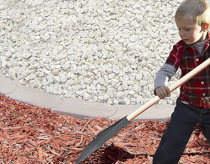 Leaf Rake, Grey Kid Size Leaf Collector, Bulk Pack Gardening Rake, 24-Pack Plastic Rakes with Wood Handle, by Superio