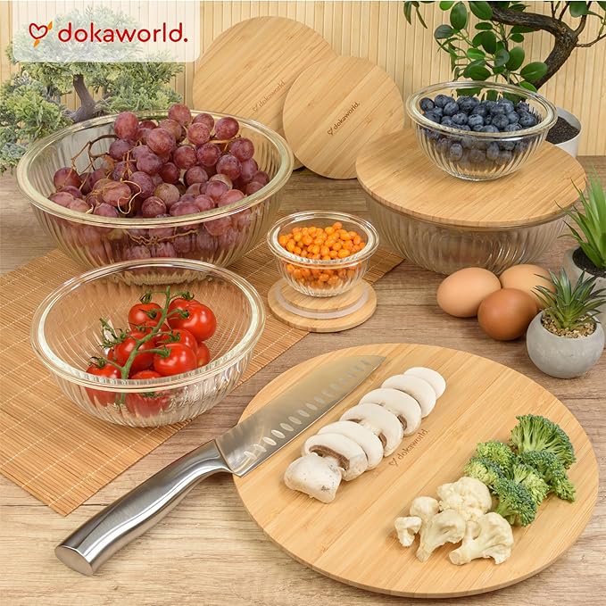 Stackable Space-Saving Set of 5 Nesting Glass Bowls