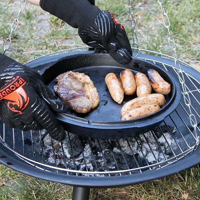 6-in-1 Dutch Oven Camping Accessories Kit - Campfire Cooking Equipment with Marshmallow Roasting Sticks, Heat-Resistant Gloves, 16" Scissors Tongs, Lid Lifter & Lid Stand
