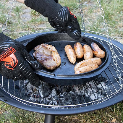 6-in-1 Dutch Oven Camping Accessories Kit - Campfire Cooking Equipment with Marshmallow Roasting Sticks, Heat-Resistant Gloves, 16" Scissors Tongs, Lid Lifter & Lid Stand