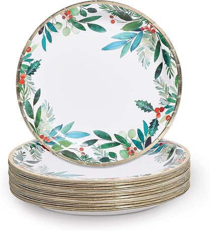 Papyrus Disposable Tabletop Plates Set - Elegant and Sturdy Plates for Any Occasion, Holiday Foliage, Plates