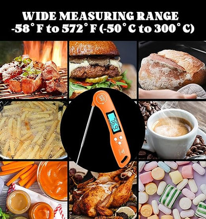DOQAUS Digital Meat Thermometer, Instant Read Food Thermometers for Cooking, Kitchen Probe with Backlit & Reversible Display, Wide Temperature Range for Turkey, Grill, BBQ, Baking, Bread, Sourdough