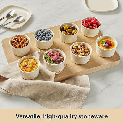 Pyrex 8-Piece, 6oz Ceramic Ramekin Bakeware Set, Nonstick Souffle Oven Pans