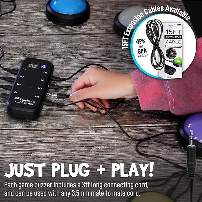Teacher's Choice Light Up Game Buzzer System, Displays The Winning Player Loud