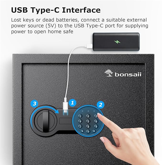 Bonsaii Steel Safe Box with Digital Keypad Lock, 1.2 Cubic Feet Security