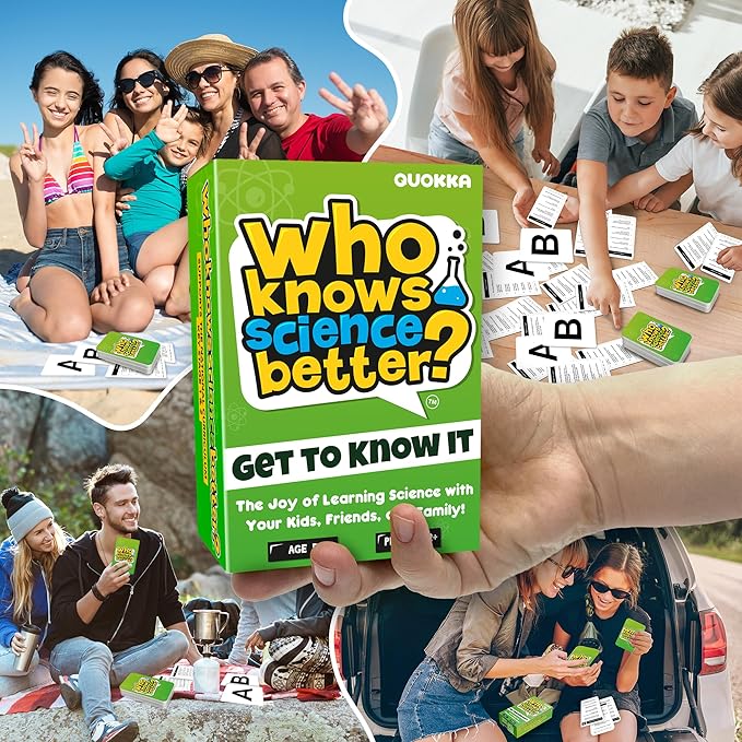 QUOKKA Who Knows Better? - Science - Family Card Trivia Game | Fun Learning & Educational Questions for Families | Suitable for Boys & Girls