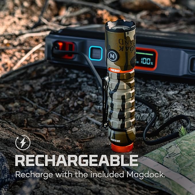 NEBO Redline Torchy 2K, 2000 Lumen Pocket, Rechargeable LED, Water & Impact Resistant Flashlight for EDC with Smart Power Control, Power Memory Recall, Removable Clip for Camping, Hunting, Hiking