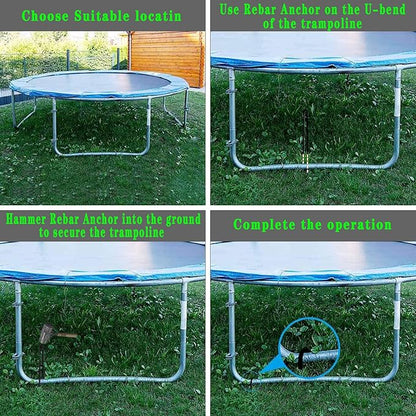 10"x2" Trampolines Wind Stakes Heavy Duty U Shape Galvanized Steel Trampoline Stakes Ground Anchors with Sharp End for Camping Tent, Garden Staples, Trampoline Pins (12)