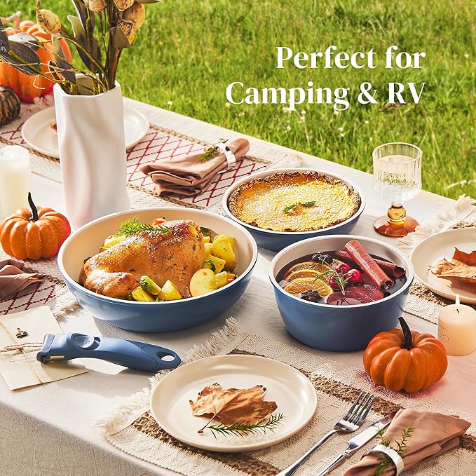 Redchef Ceramic Cookware Set, Removable Handle Pots and Pans Non-Stick