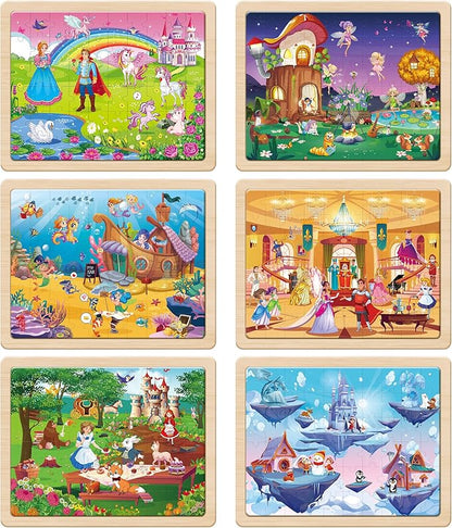 SYNARRY Unicorn Mermaid Princess Fairy Wooden Puzzles for Kids Ages 4-6, 6 Packs 60 PCs Jigsaw Puzzles for Kids Ages 4-8, Preschool Toys Gifts for Toddlers 3-5, Wood Puzzles for 3 4 5 6 Year Old Girls