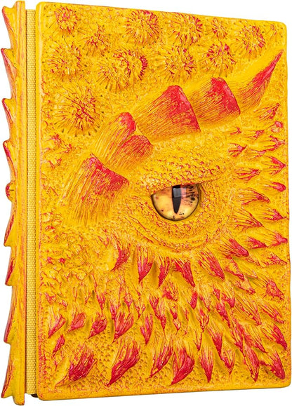 3D Dragon Eye Embossed Journal,Resin Engraving Notebook,Dnd notebook for Dragon Lovers ，Blank Paper,Hardcover Travel Notepad for Writing,Sketchbook,Collection,Gift,Decoration A4 and A5 Size (A5-Yellow)