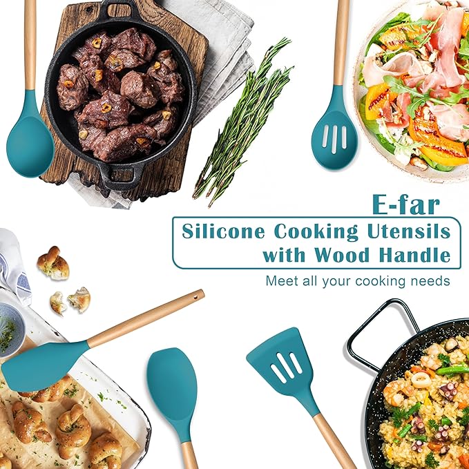 E-far Silicone Cooking Utensils Set, 5-Piece Kitchen Utensils Set