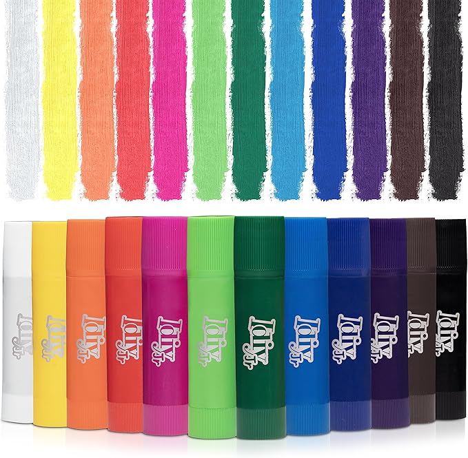 Tempera Paint Sticks Bundle 24 Pack (12 Pastel & 12 Rainbow Colors) - Classroom Back to School Supplies, Arts & Crafts Projects, Draw & Paint on Wood, Ceramic, Canvas! Quick Dry, Non-Toxic, Mess Free