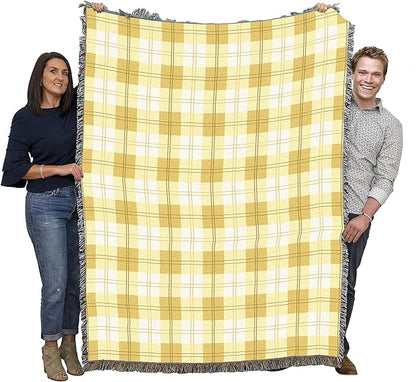 Pure Country Weavers Lemon Plaid Blanket - Gift Tapestry Throw Woven from Cotton - Made in The USA (72x54)