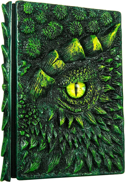 3D Dragon Eye Embossed Journal,Resin Engraving Notebook,Dnd notebook for Dragon Lovers ，Blank Paper,Hardcover Travel Notepad for Writing,Sketchbook,Collection,Gift,Decoration A4 and A5 Size (A5-Green)