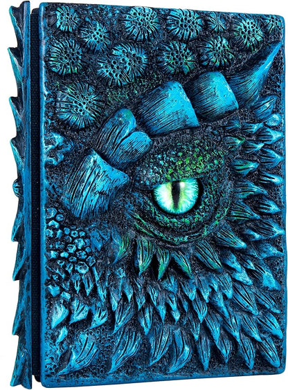 3D Dragon Eye Embossed Journal,Resin Engraving Notebook,Dnd notebook for Dragon Lovers ，Blank Paper,Hardcover Travel Notepad for Writing,Sketchbook,Collection,Gift,Decoration A4 and A5 Size (A5-Blue)