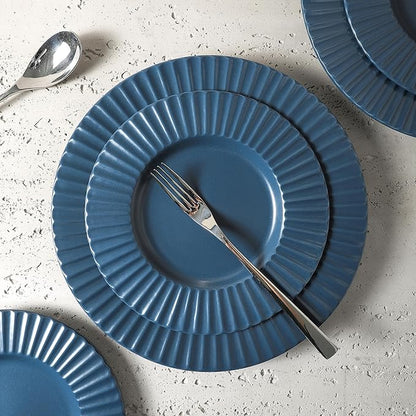 Christian Siriano Lusso 16-Piece Dinnerware Set Stoneware, Ash Blue
