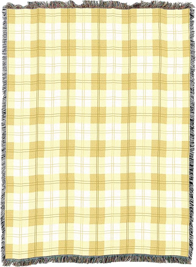 Pure Country Weavers Lemon Plaid Blanket - Gift Tapestry Throw Woven from Cotton - Made in The USA (72x54)