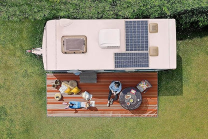 CGEAR RV Comfort Mat – Patented Sand-Free Technology with Ultra Soft Material – Sized to Your RV, Campsite, Beach House – Great Outdoor Patio Rug or Camping (Earthy Stripe, 4' x 5')